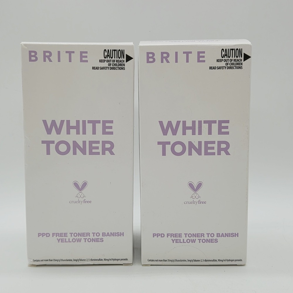 Lot 2 BRITE White Blonde Toner Ammonia-Free Paraben-Free Cruelty-Free Developer